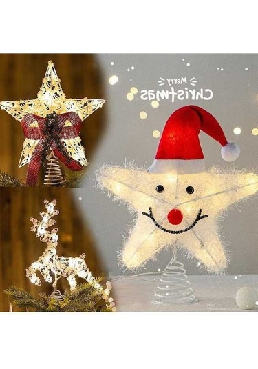 Pazly Led Parıltılı Noel Ağacı Topper Işıklı Yıldız Ağacın Tepesi Süsleme C C
