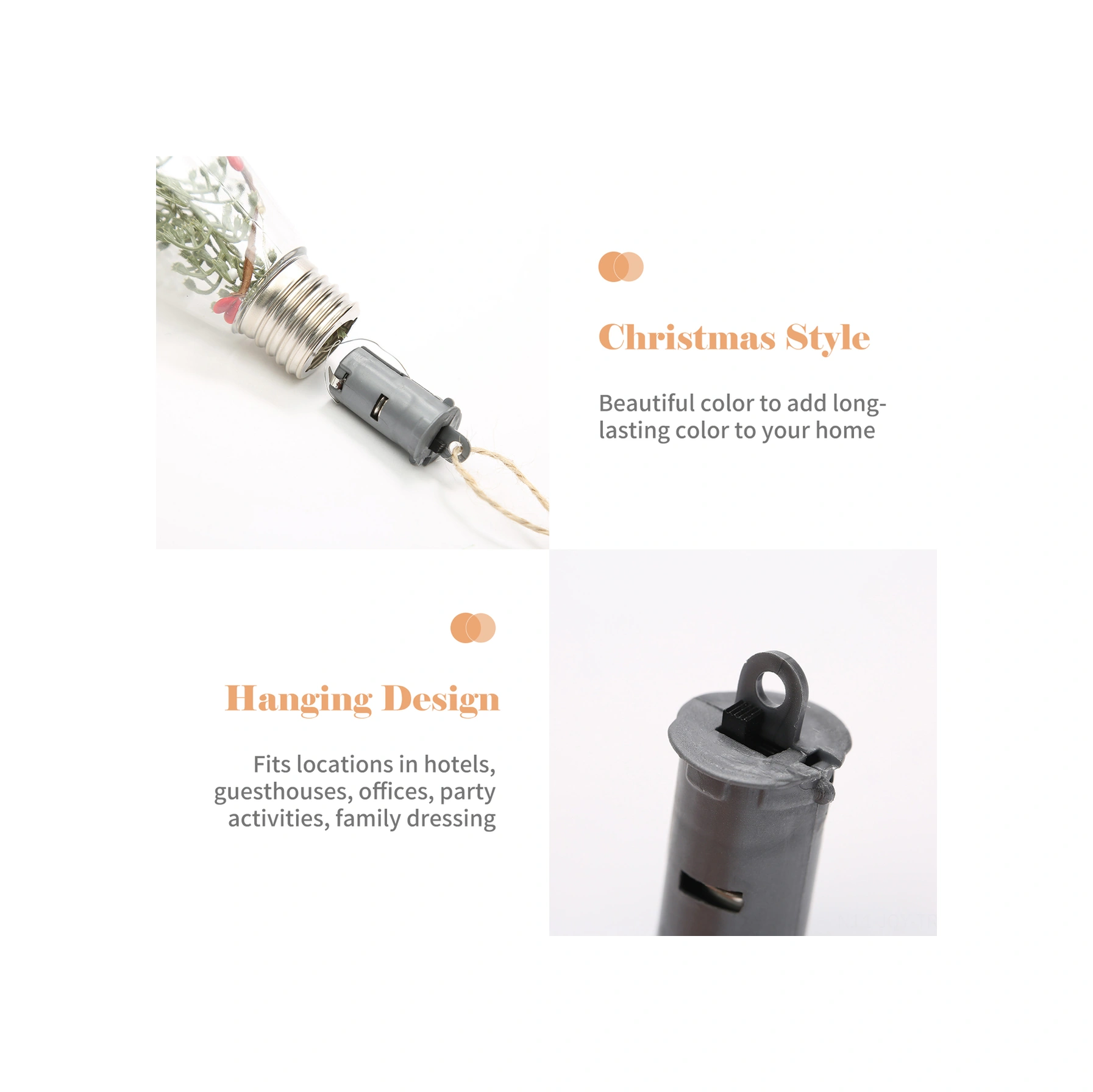 Youmex Led Işıklı Şeffaf Noel Topu, Pet Malzeme Noel Ağacı Süsü, Ev-ofis Dekorasyonu,  Seçeneği