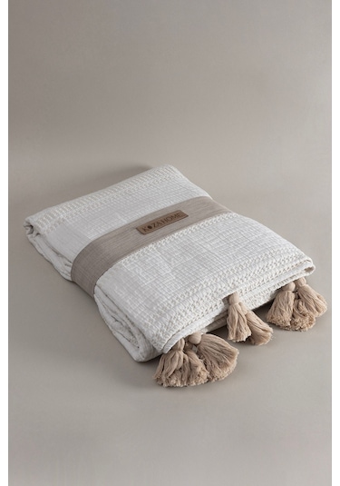 Koza Home Assos Krem Taş Yıkama Çift Kişilik Yatak Örtüsü 230x250 5035 514007 Diğer