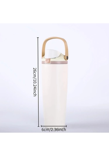 Brightnova Style 6 30oz 900ml Büyük Kapasiteli Paslanmaz Çelik Termos Matara Spor Seyahat 07 Beyaz