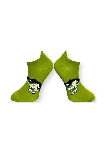 3'lü Unısex Çizgi Film Karakterli Esnek Nem Alabilen Pamuklu Spor Patik Çoraplar Çok Renkli