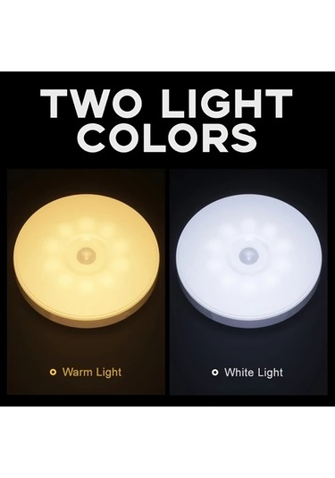 Honeybeeshop 5 Adet Beyaz Manyetik Gece Lambası İnsan Sensörü Led Küçük Yuvarlak Işık Koridor Dolap Merdiven Masa Okul Yatak Odası 200mah Beyaz
