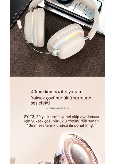 Bluetooth Kulaklık Kablosuz Işık Yayan Oyun Kulaklık Süper Uzun Pil Ömrü Cep Telefonu Kulaklık