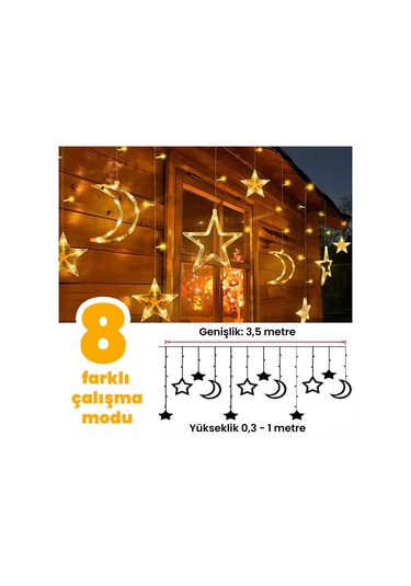 Upway Hilal Yıldız 120 Led İç Ve Dış Mekan 3x1m Dekoratif Aydınlatma Sarı