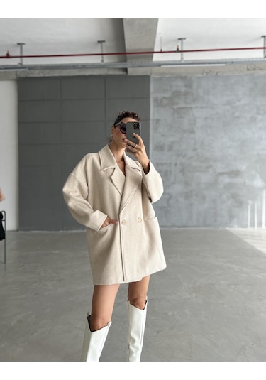 Taş 1. Sınıf Kalite Balık Sırtı Oversize Kaşe Kaban Taş