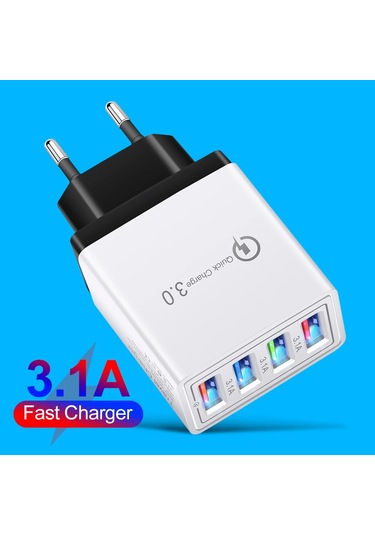 Alloyseed Qc 3.0 Hızlı Şarj Aleti 5v 3a 4 Port Usb Şarj Adaptörü Led Işıklı Telefon Aksesuarı Ch Chınadistribütör Garantili