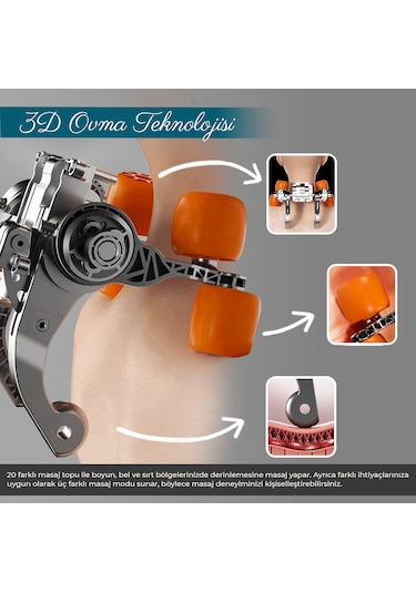 Rlx50 3d Shiatsu Masaj Koltuğu Isıtmalı, Titreşimli, Masaj Cihazı Gri