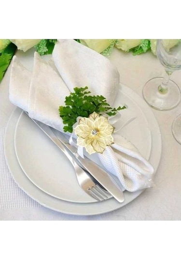 Trendooze Gaojunshop01 Altın Peçete Halkası, Pırlanta Çiçekli Düğün Dekoru Altın