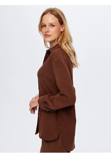 Faik Sönmez Kendinden Dokulu Şönil Kadın Tunik W26tnk013 Kahverengi