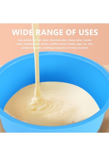 Ulzyvf Silikon Tepsi Seti Mavi, 4 İnç Fırın Kalıbı 6 Parça Mavi