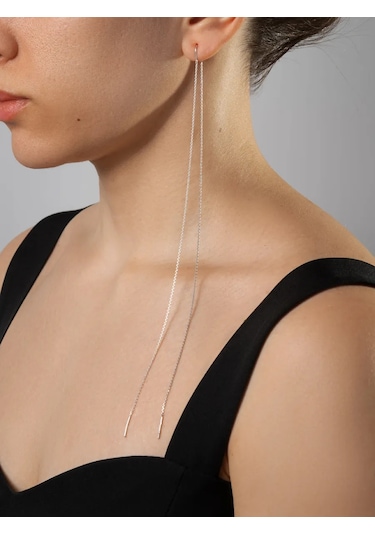 Vladlena Uzun Gümüş Renkli 925 Platin Kaplama Mono Küpe Tekli 377439933 Diğer