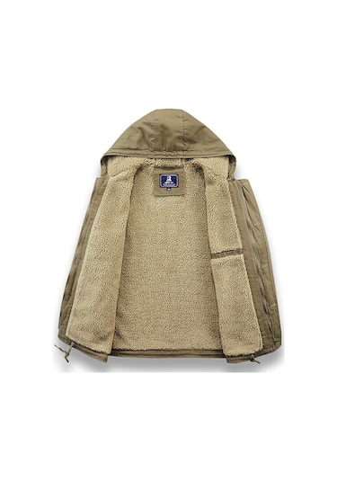 Erkek Kışlık Kalınlaştırılmış İş Kıyafetleri Pamuklu Ceket Saf Pamuklu Kapüşonlu Pamuklu Günlük Ceket Gri