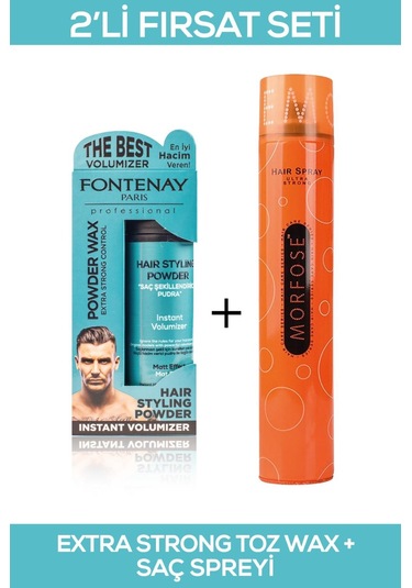 Fontenay Saç Şekillendirici Pudra Toz Wax Matt Effect Mavi 20gr + 400ml Saç Sprey 2'li Set