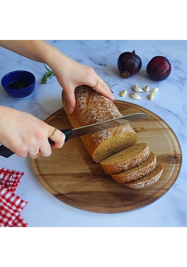 Kanallı Cam Kesme Tablası | Yeni Ahşap Desen | Çap32cm