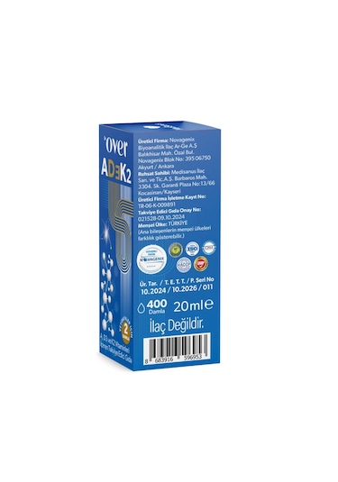 Dr. Over A -D3 K2 Vitaminleri içeren Takviye Edici Gıda 20 ML