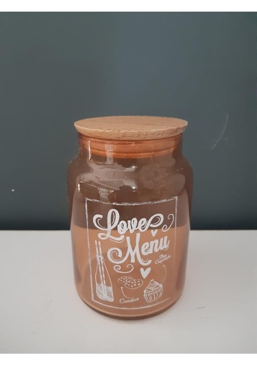 TANTİTONİLOVE MENU DESENLİ ROSE GOLD CAM KAVANOZ 890 ML