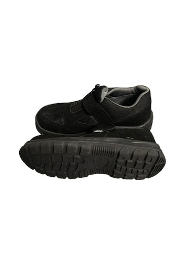 S-1 Ortopedik Çelik Burunlu Yandan Cırt Cırtlı Süet Siyah İş Ayakkabısı Siyah
