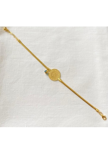 Bydevli Balık Sırtı Zincirli 22 Ayar Ceyrekli Bileklik-bbyd668 Sarı Altın