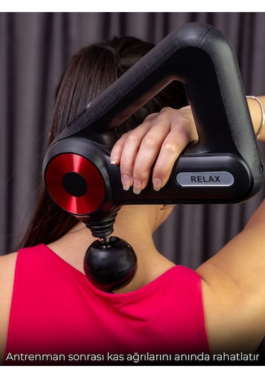 12 Başlıklı Vurmalı Masaj Tabancası Spor Sonrası Titreşimli Masaj Aleti Siyah