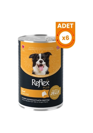 Reflex Plus Jöle İçinde Dana Etli Yetişkin Konserve Köpek Maması 6 Adet 400 Gr