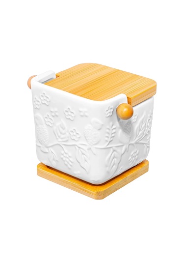 Elan Gallery 300 Ml Dökme Ürünler İçin Dal Üzerinde Kuşlar Kavanozu 391644755 Beyaz