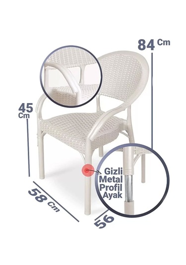 Alezy Bambu Rattan Kollu Koltuk 6 Adet Cappucino