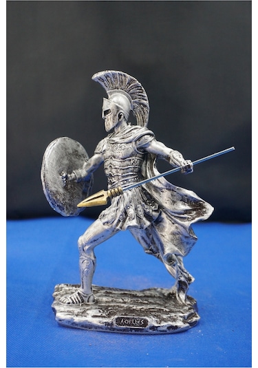 Mitolojik Tasarım Achilles Aşil - Ev Ofis Dekoratif Hediyelik Aksesuar 28 Cm Gümüş