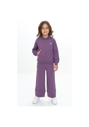 Toontoy Kız Çocuk Mood Nakışlı Eşofman Takım Mor