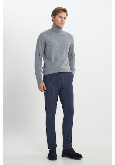 AC&Co / Altınyıldız Classics Erkek Gri Melanj Standart Fit Tüylenme Yapmayan Tam Balıkçı Yaka Triko Kazak 4A4922100004GMJXL Gri Melanj