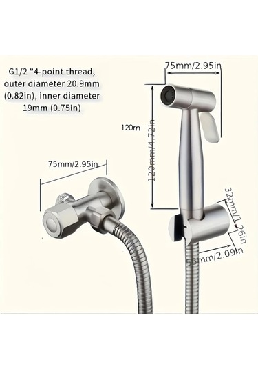 Xuweiwei 4 Parça Set Paslanmaz Çelik El Tipi Duş Başlığı Duş Seti Yüksek Basınçlı Nozul Ve Ayarlanabilir Su Akışı