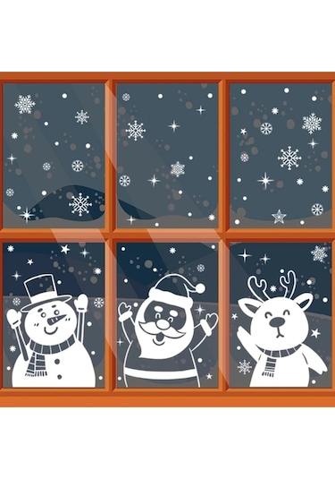 Noel Yeni Yıl Happy Christmas Yılbaşı Sevimli Geyik Noel Baba Sevimli Kardan Adam Sticker Seti
