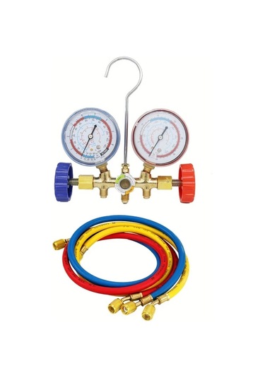Dashanshop Ac Şarj Test Cihazı 3 Hortumlu Diagnostic Orifis Manometre R12 R22 R404a R134a Tool07