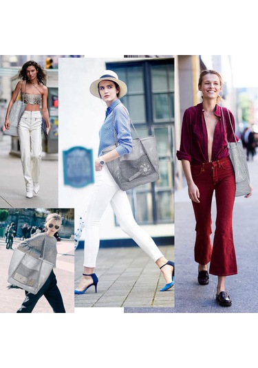 Vkemall Kalyde 35 Litre Çok Kapasiteli Plaj Çanta - Yarı Ağızlı Katlanabilir, Plaj Piknik Çamaşır Tatil İçin El Çantası