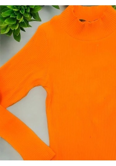 Kız Çocuk Kaşkorse Balıkçı Yaka Bluz-14326 Turuncu