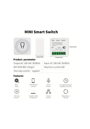 Xuweiwei Mini Akıllı Anahtar 16a 2 Adet Tuya Akıllı Hayat Uygulaması İle Kontrol Duvara Monteli Kablosuz Işık Anahtarı Ses Ve Uzaktan Kontrol