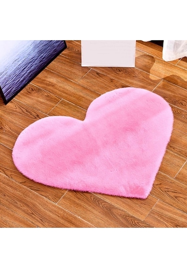 Sarar Post Peluş Kalpli Halı Pudra Pembe