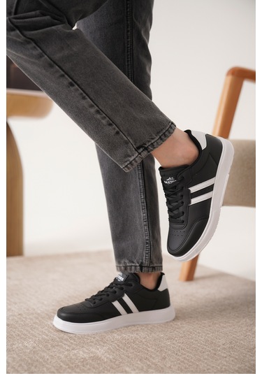 Daxors D163 Günlük Ortopedik Kadın Sneaker Spor Ayakkabı Siyah-beyaz