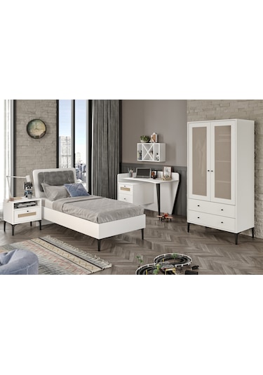 Trio White M Genç Odası %100mdf Beyaz