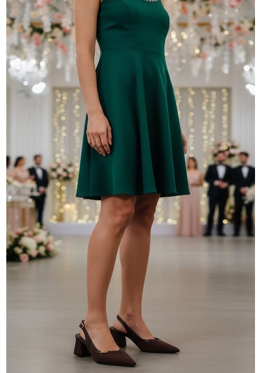 Dagoster Dza07-1296034 Kahve 7 Cm Kalın Topuklu Klasik Kadın Ayakkabı