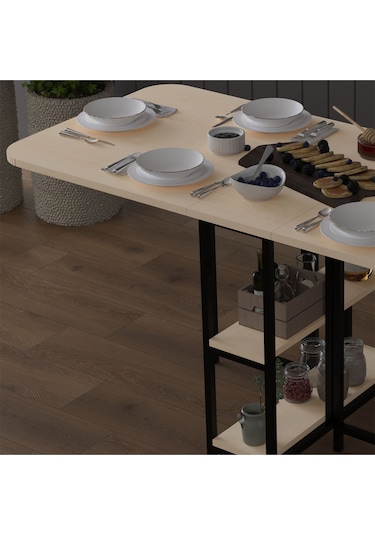 Metal Ayaklı Katlanır Mutfak Masası Km-31 Akçaağaç Akçaağaç