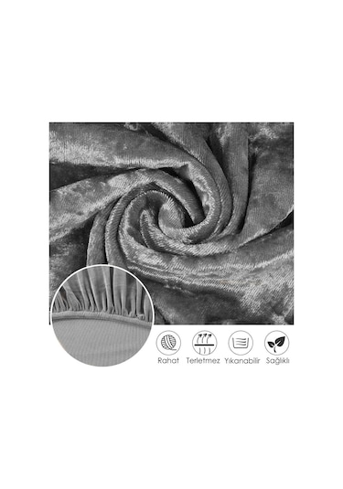 Upmall Kadife Oval Sandalye Kılıfı,sandalye Örtüsü Antrast 6 Adet