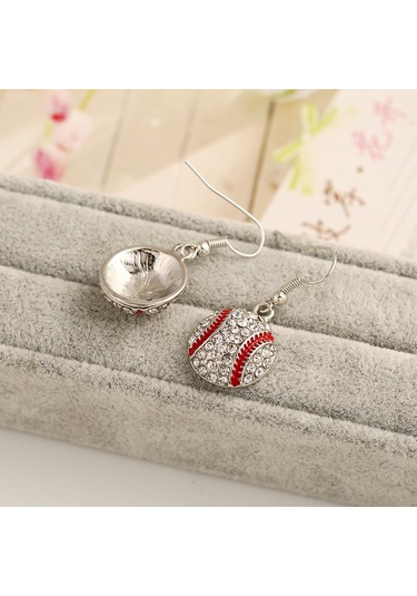 Gümüş 1 Çift Beyzbol Kolye Takı Spor Şeffaf Kristal Silver