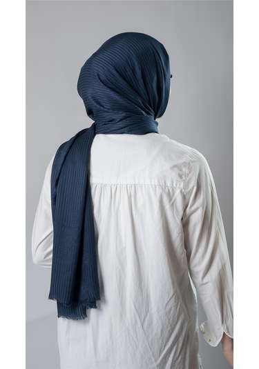 Petrol Mavisi İnce Çizgili Şal Viskon Kumaş Bursa Dolama 202111 17 Petrol Mavisi