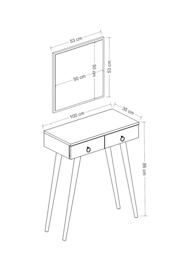 Dekorosso Arden Ahşap Ayaklı Kare Aynalı Modern Dekoratif Dresuar (497931991) Beyaz