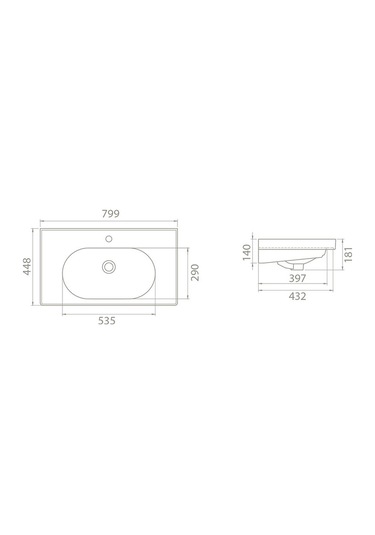 Cerastyle Turkuaz Arya Etajer Uyumlu Lavabo 80 x 45 CM