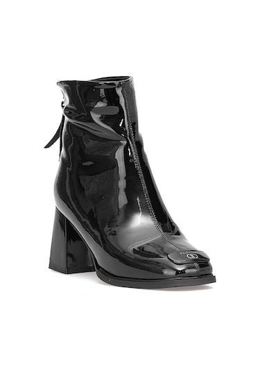 Guja 25k415-1 Kadın Hakiki Deri Topuklu Bot Siyah Siyah