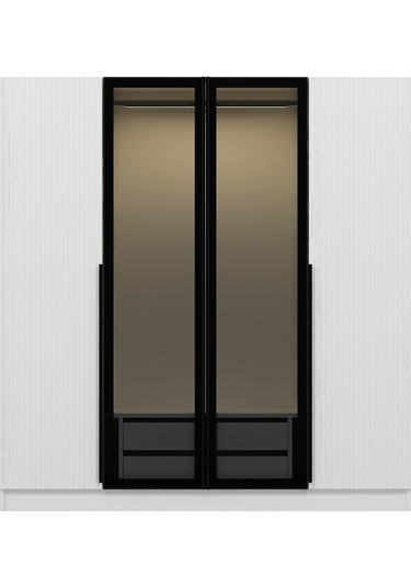 Kale Plus 4 Mebran Kapaklı 2ç Dolap Beyaz Mebran Füme Cam 190cm Beyaz