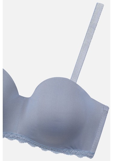 Kadın Dolgusuz Mikro Straplez Sütyen Gök Mavi Gökyüzü Mavisi