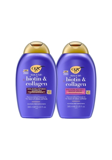 OGX Dolgunlaştırıcı Biotin&Kolajen Şampuan 385ml+OGX Dolgunlaştırıcı Biotin&Kolajen Bakım Kremi 385ml
