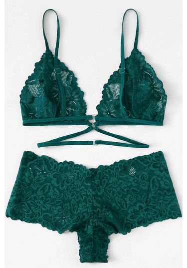 Kadın Yeşil Özel Şık Sütyen Külot Takımı Yeşil